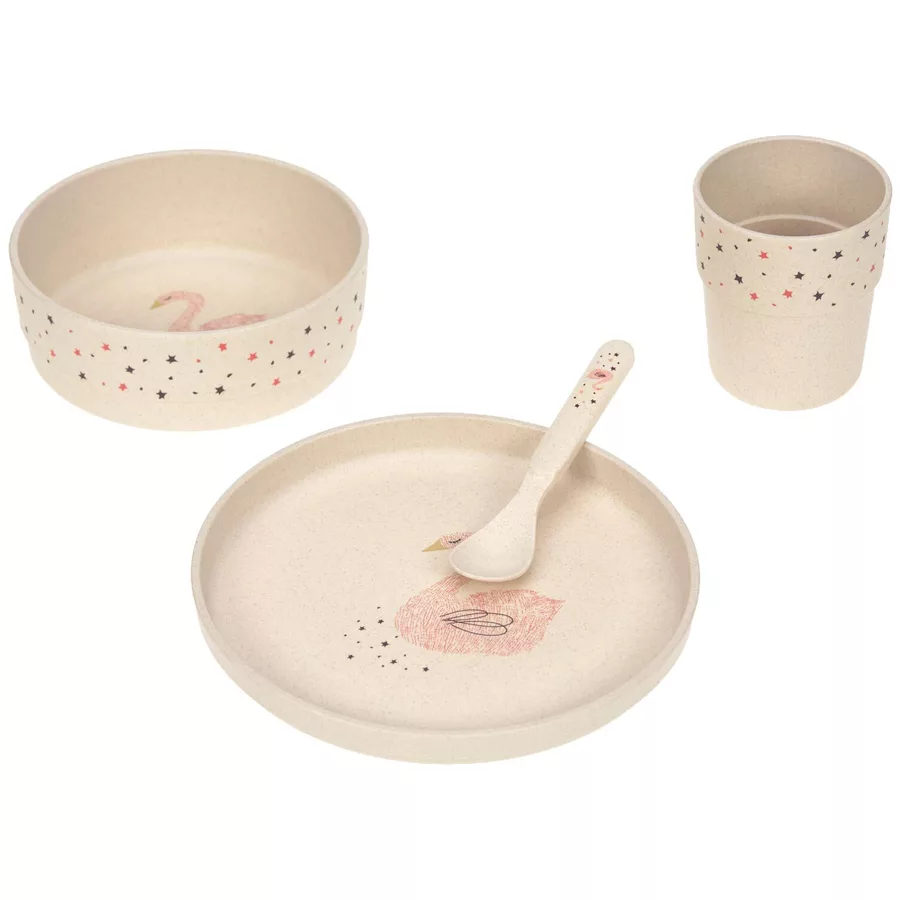 Lässig Kindergeschirr mit Lätzchen Little Water 5er Set beige