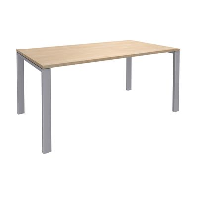 Bureau simple IRIS - L180 cm - Plan de départ - Pieds aluminium - plateau imitation Chêne clair