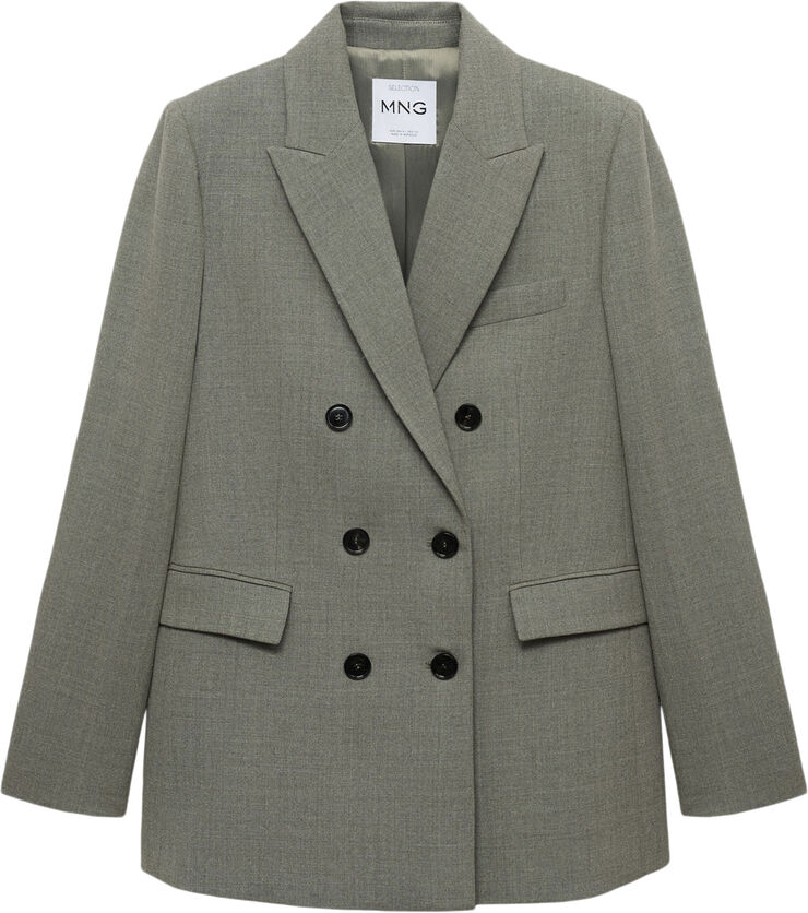 MANGO Double-breasted suit jacket Lt pastel grey