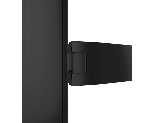 Douchedeur met zijpaneel en draaideur SCHULTE TouraPlus ExpressPlus 80 x 80 cm, zwart profiel, helder glas met vuilafstotende coating, deurscharnier links