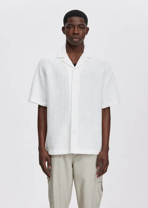 Overhemd clean crochet off-white (WIT.O)