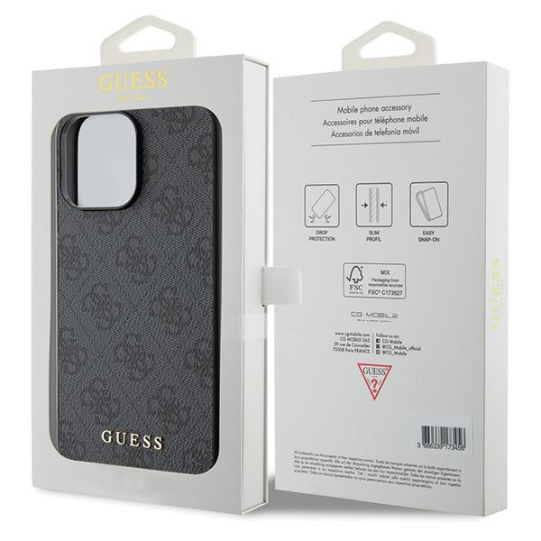 iPhone 15 Pro Max Hybrid Hardcase Hülle Metal Gold Logo (GUHCP15XG4GFGR) - Grau