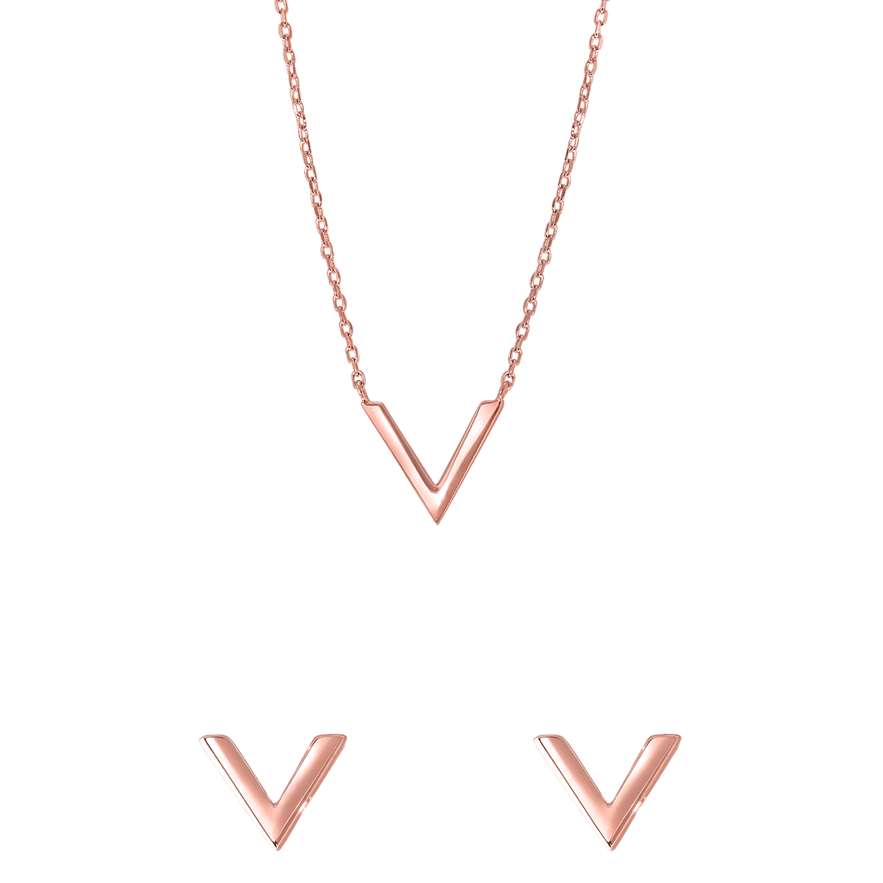 Zilveren set roseplated V