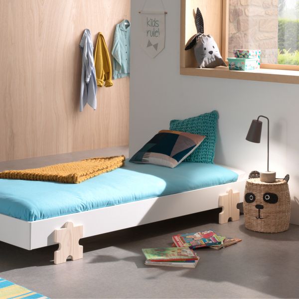 Vipack Modulo Bed 90 x 200 Cm Puzzle Grijs