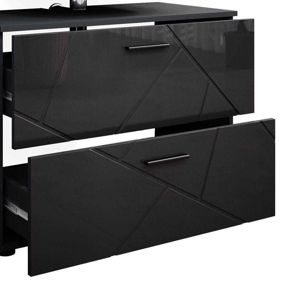 Vicco Badmöbelset Irma Anthrazit Hochglanz modern 80 cm 30 cm Badezimmerschrank Badschrank Badezimmermöbel Waschtischunterschrank Spiegelschrank Midischrank Schranktür Schrankfach Schrankschublade