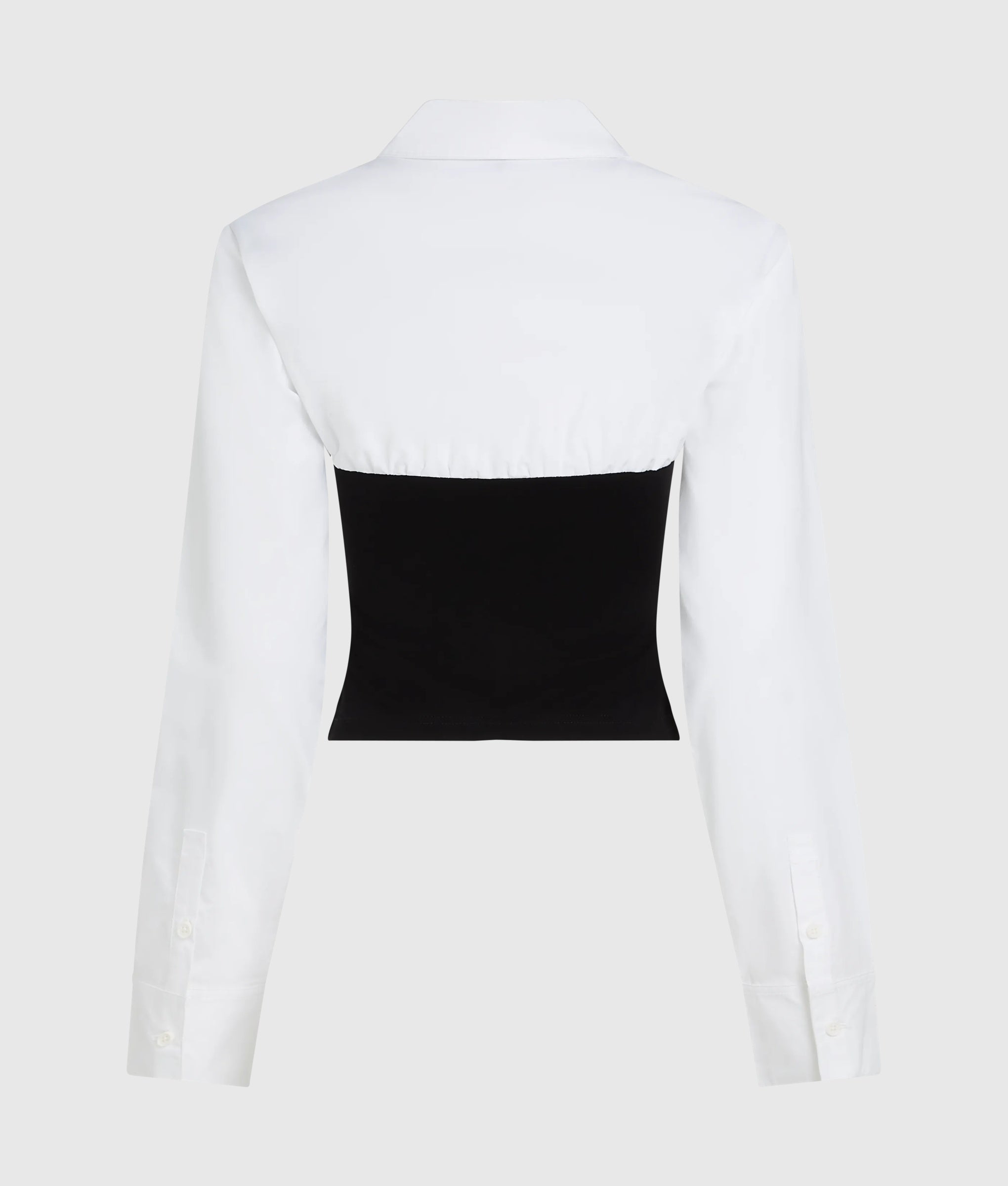 Popeline shirt met korsetdetail