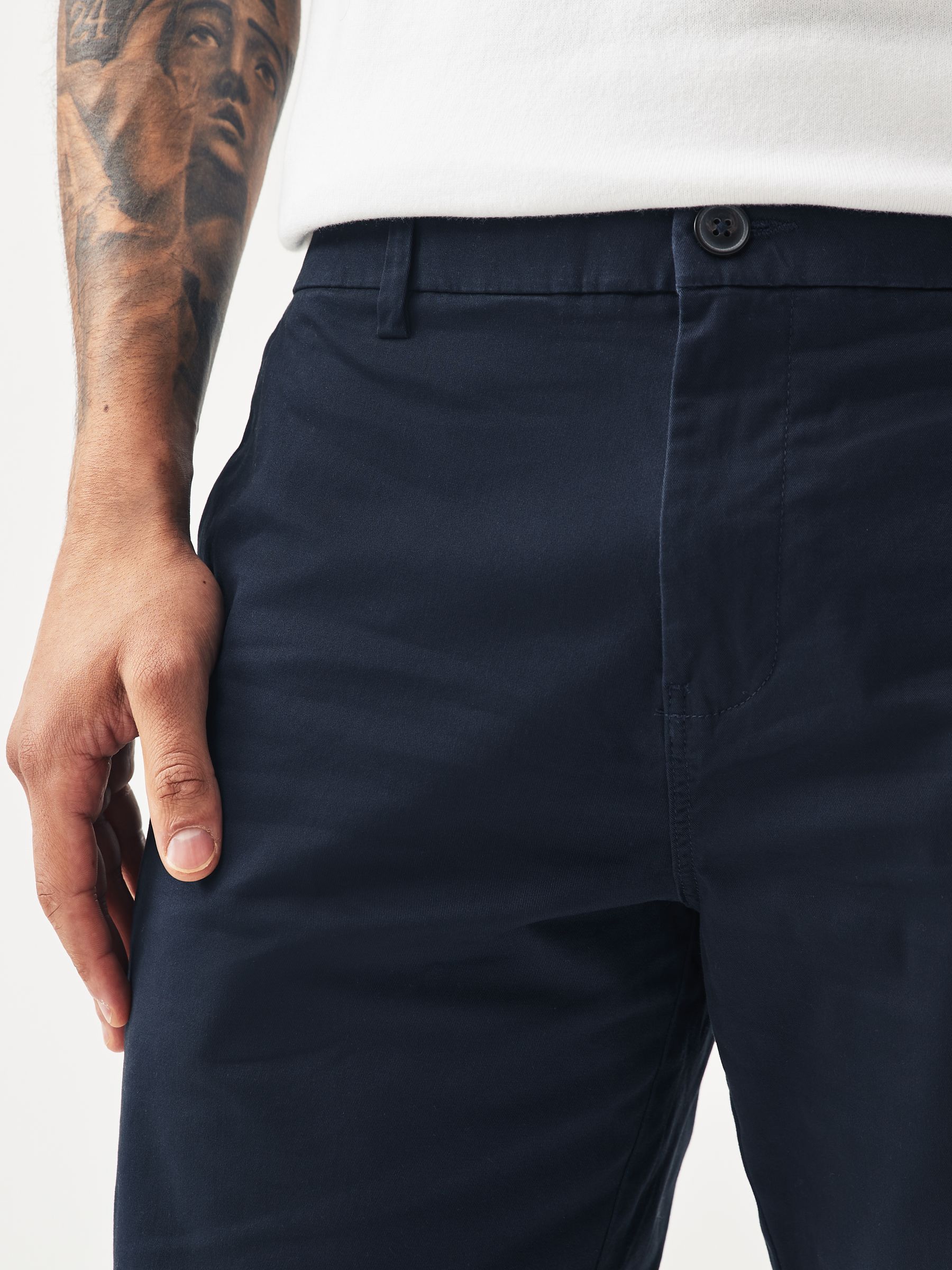 Marineblauw/kiezelkleurig - Straight fit - Set van 2 chinoshorts met stretch