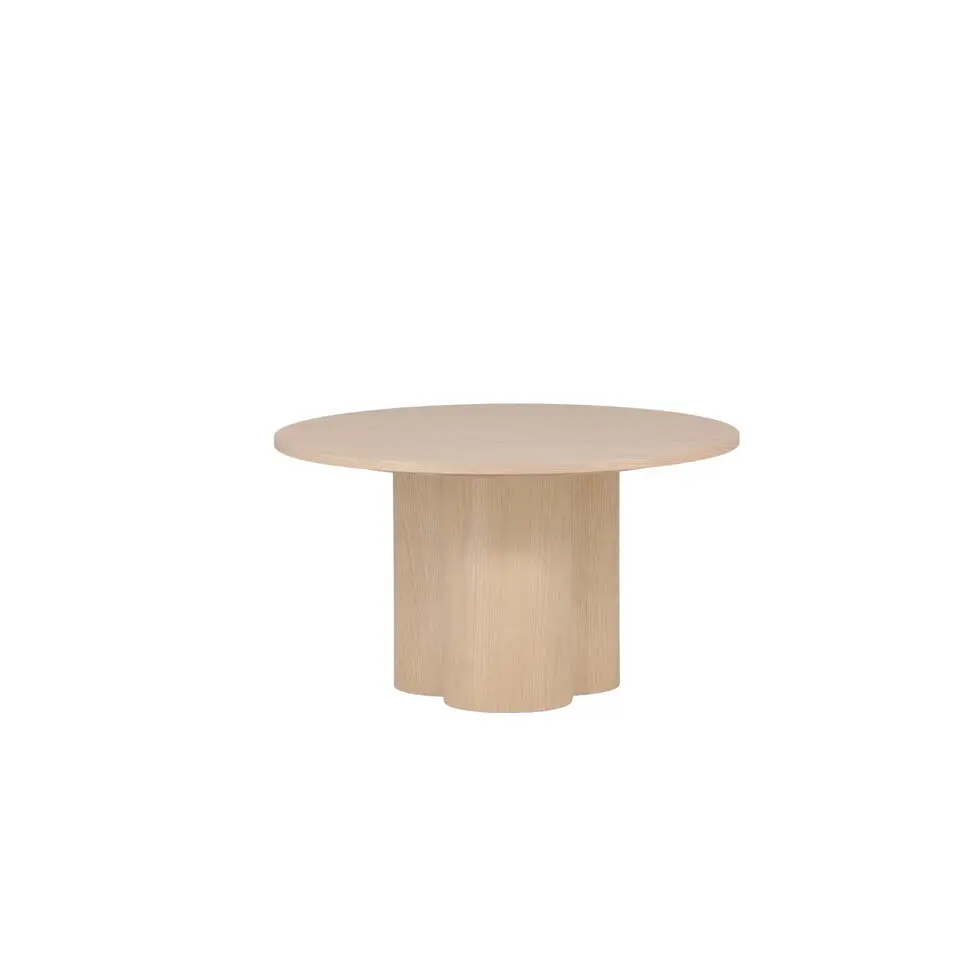 Salontafel Whitewash Ø80cm - Fineer - Japandi Stijl - Tafel Olivia