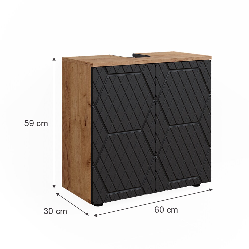 Vicco Waschbeckenunterschrank Irma Eiche Anthrazit 60 x 59 cm Badezimmer