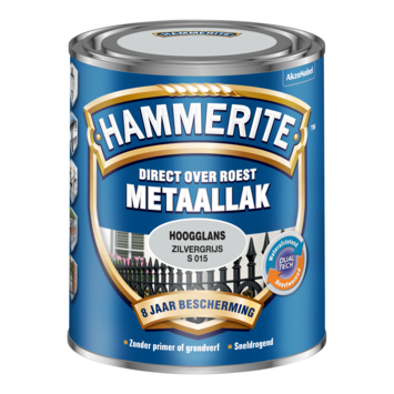 Hammerite Direct over Roest metaallak hoogglans zilvergrijs 750 ml
