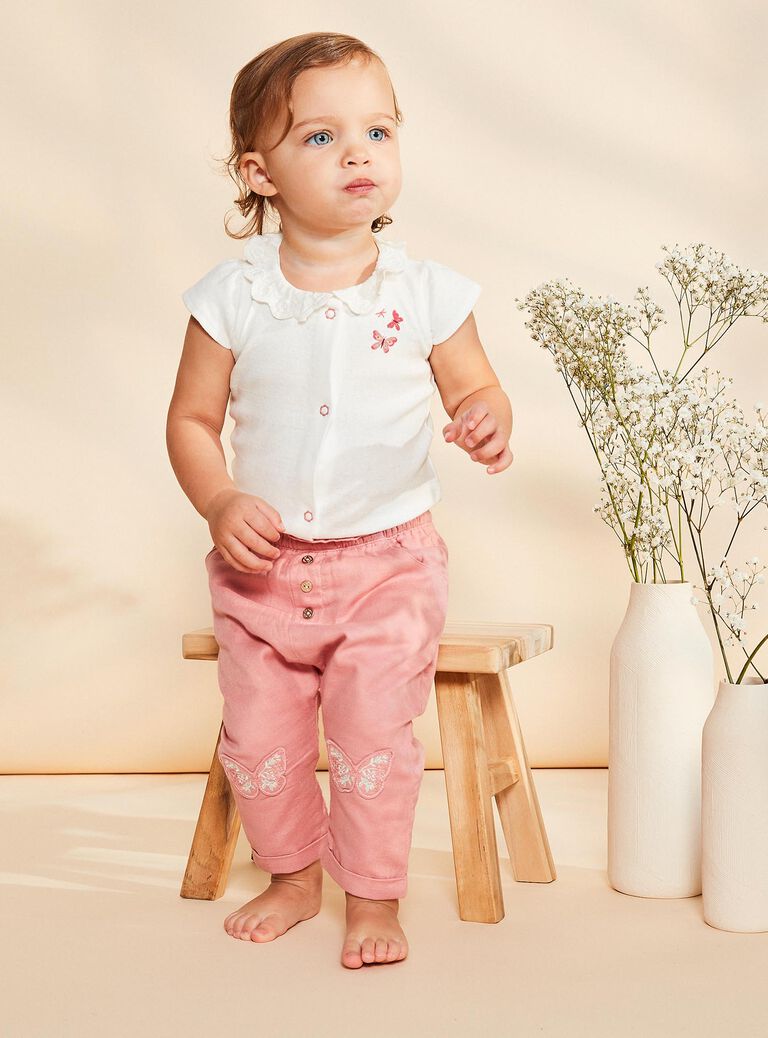 Pantalon vieux rose uni