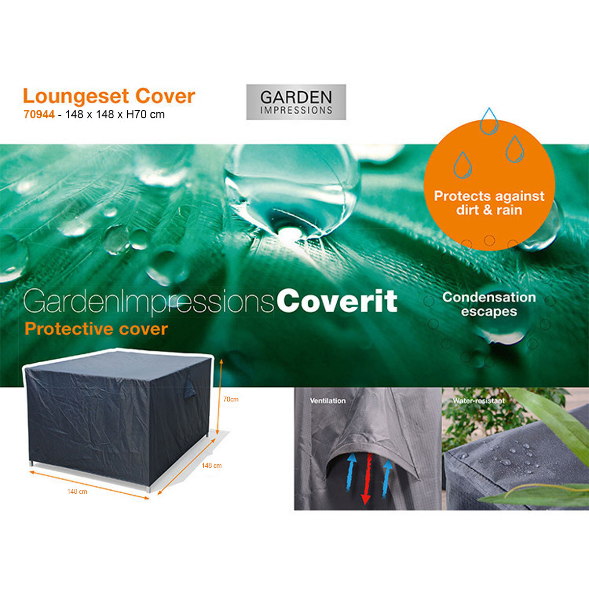 Coverit loungeset hoes - 148 x 148 x 70 cm