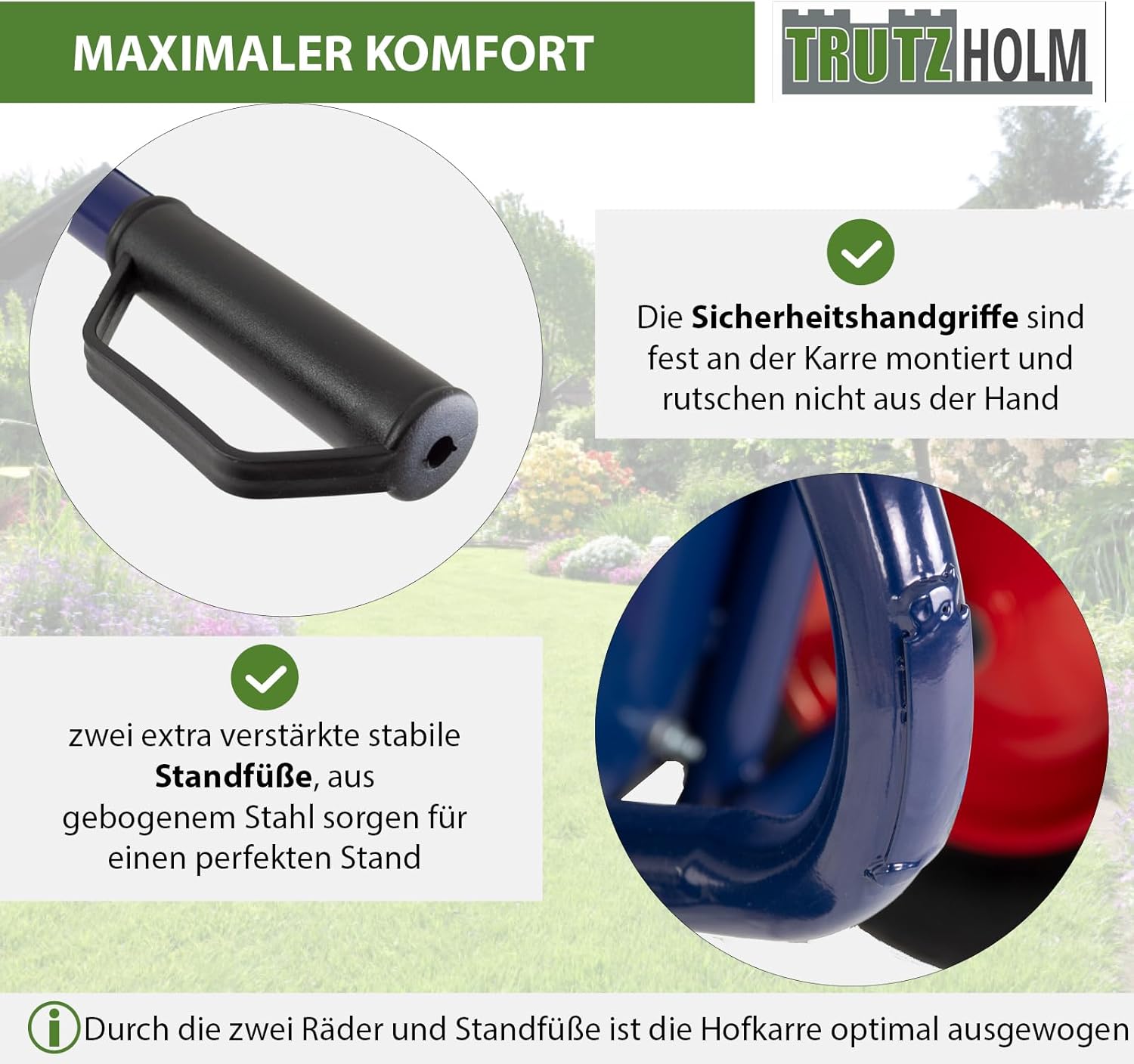 TRUTZHOLM 2-Rad Schubkarre 290 L 300 Kg 156x89 cm Stahlplatte Gartenschubkarre Hofkarre Schiebkarre Futterkarre