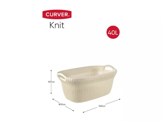 Curver Panier à linge Knit 40 L Blanc crème