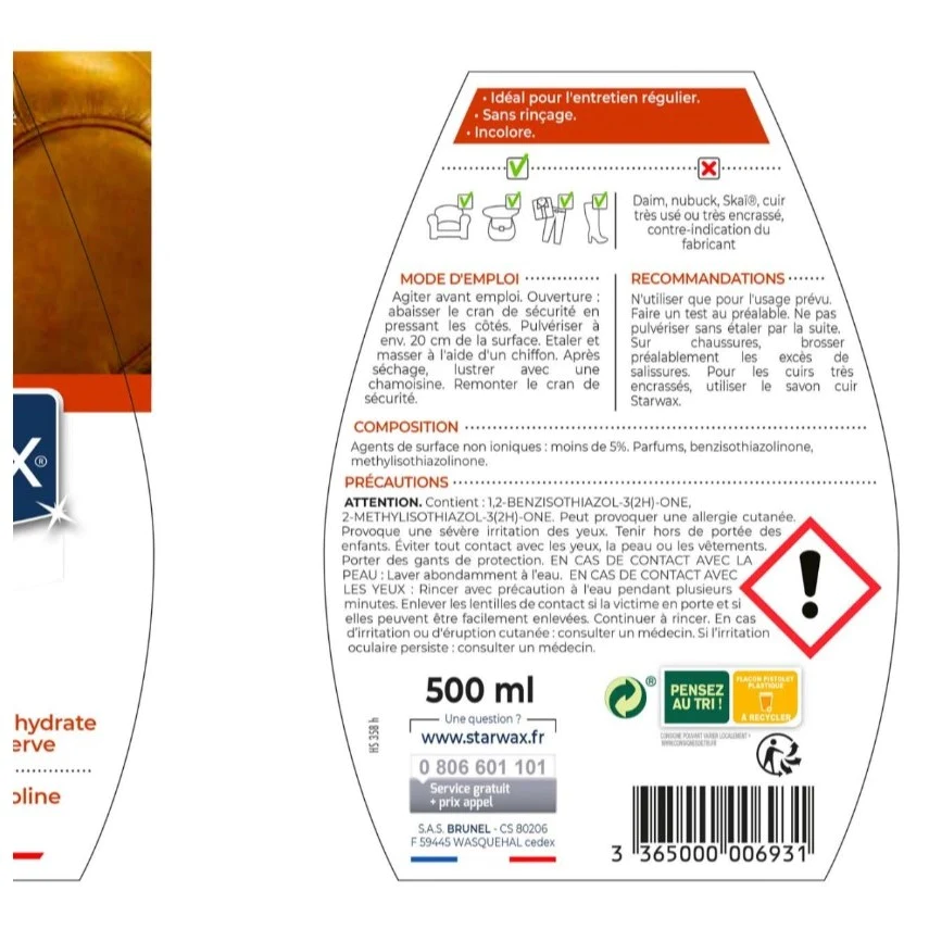 Lait de Soin pour cuir 500ml Starwax