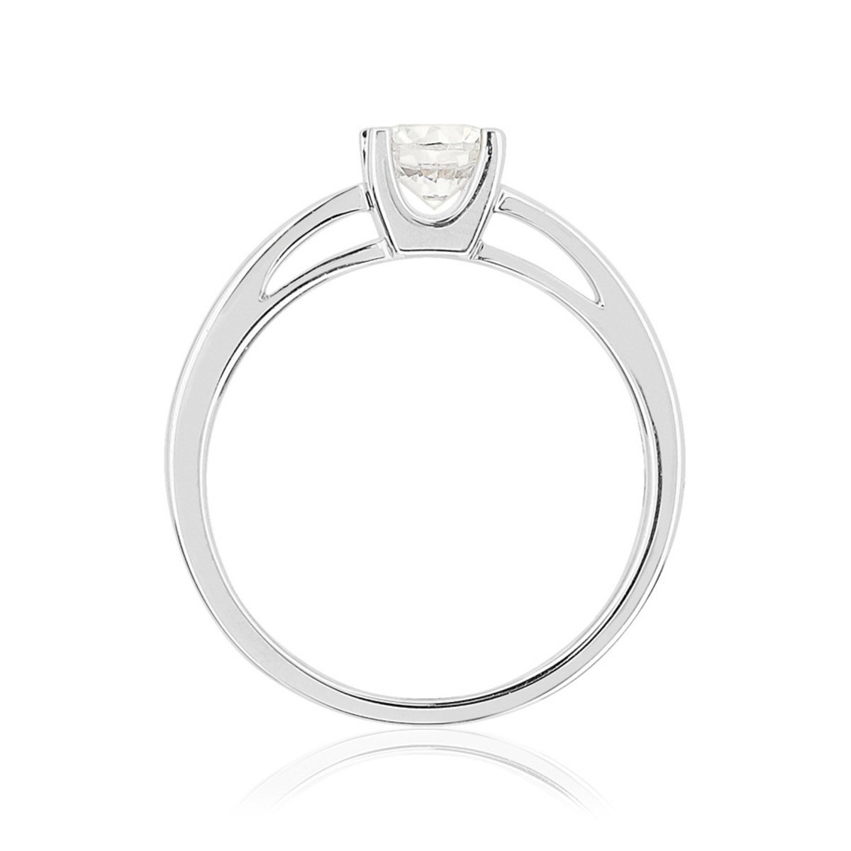 Solitaire or 750 blanc diamant synthétique 0,5 carat