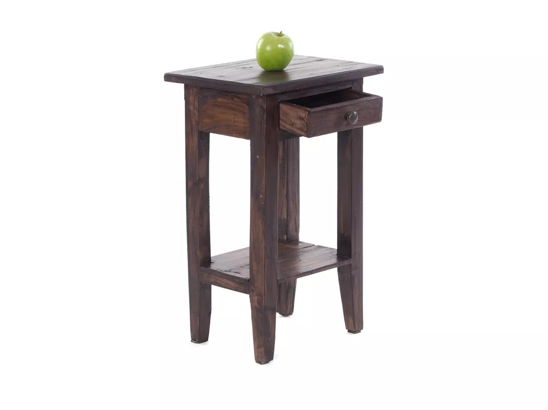 TABLE DE TÉLÉPHONE PLANTE Bois massif en acajou, avec tiroir 03 dunkelbraun