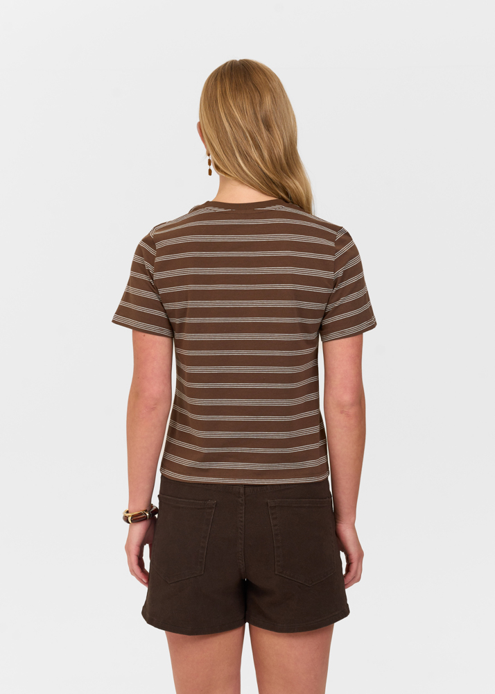 Friday Denim striped t-shirt choco bruin