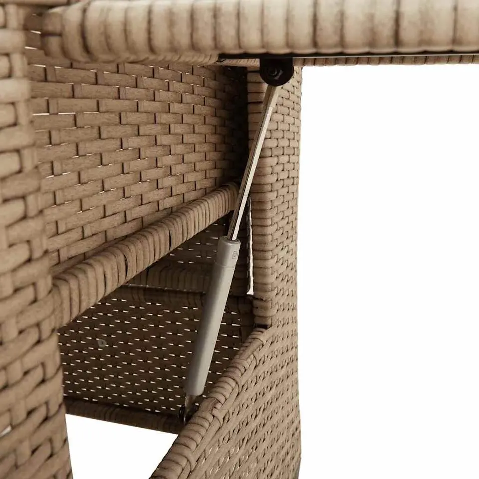 vidaXL - Verstelbare tuinstoel met bijzettafel - Beige - Poly rattan