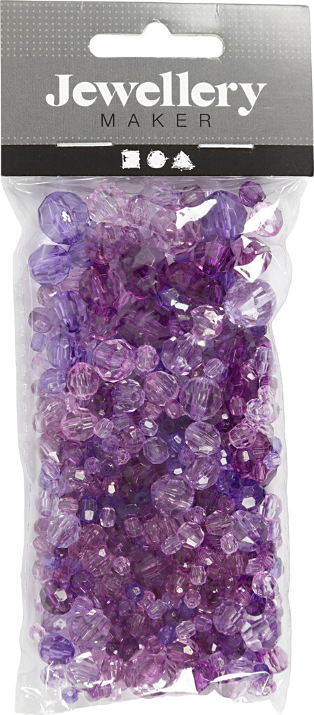 Harmoni Facetperlemix - Str. 4-12 MM - Hulstr. 1-2,5 MM - Lilla - 45 G