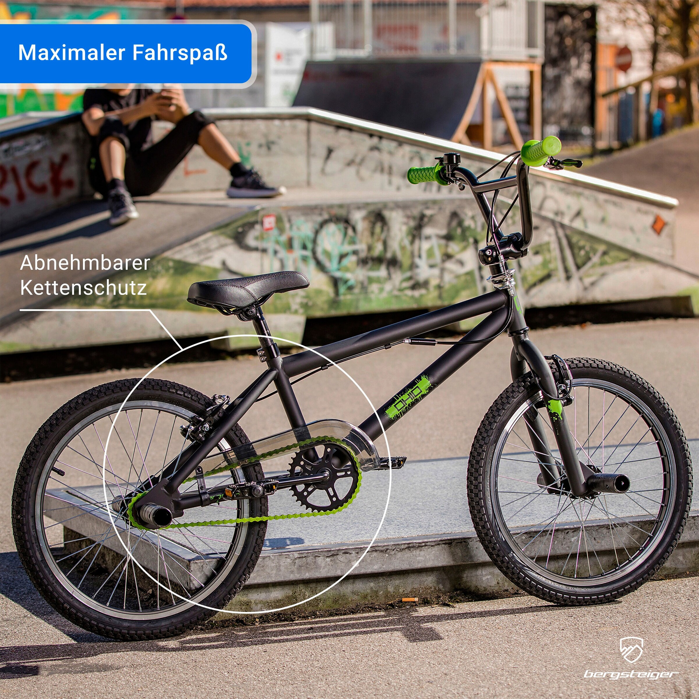 Bergsteiger BMX Ohio 20 Zoll | black / toxic (matt)