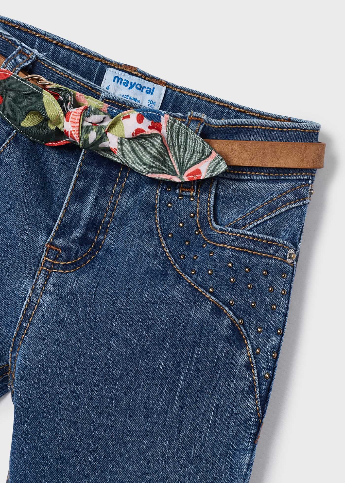 Calça jeans skinny com cinto para meninas