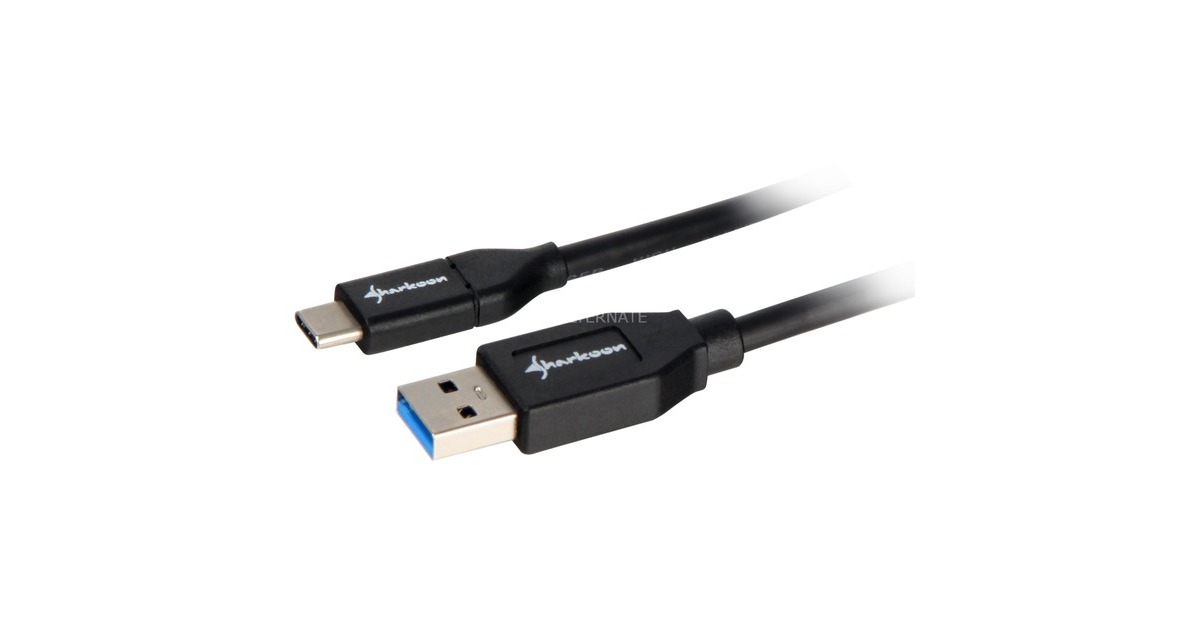 SharkoonUSB 3.1 Gen 2-A > USB-C kabel  (Zwart, 1 meter)