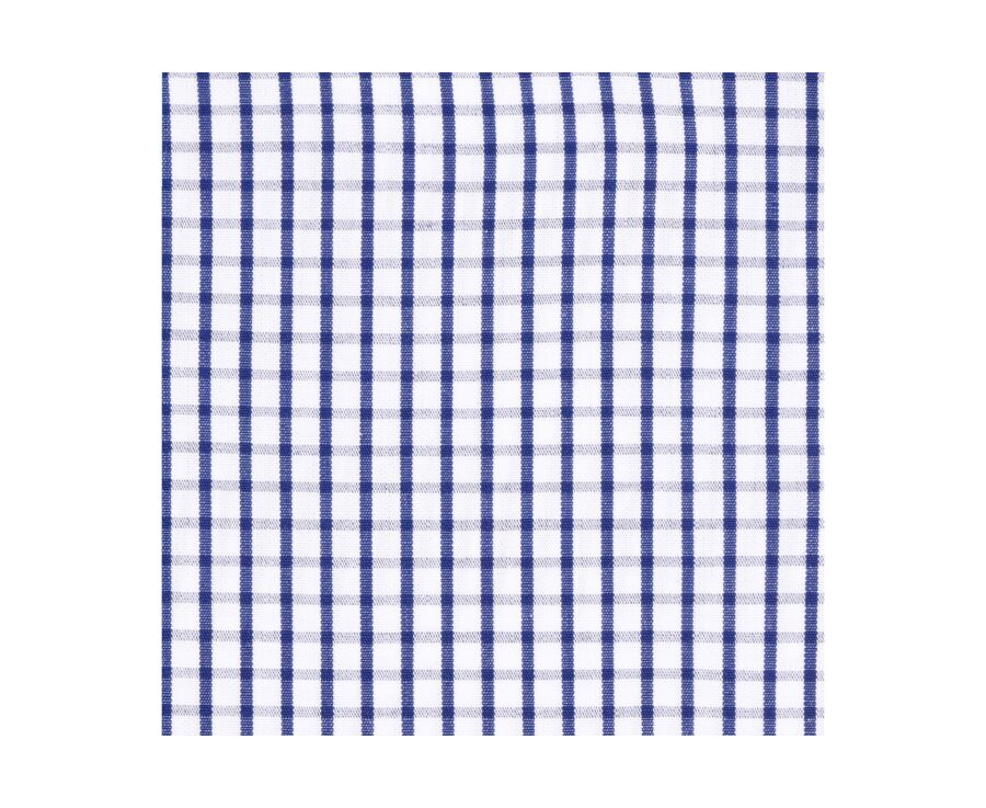 Chemise coton blanche carreaux marine - Poche - SCOTT