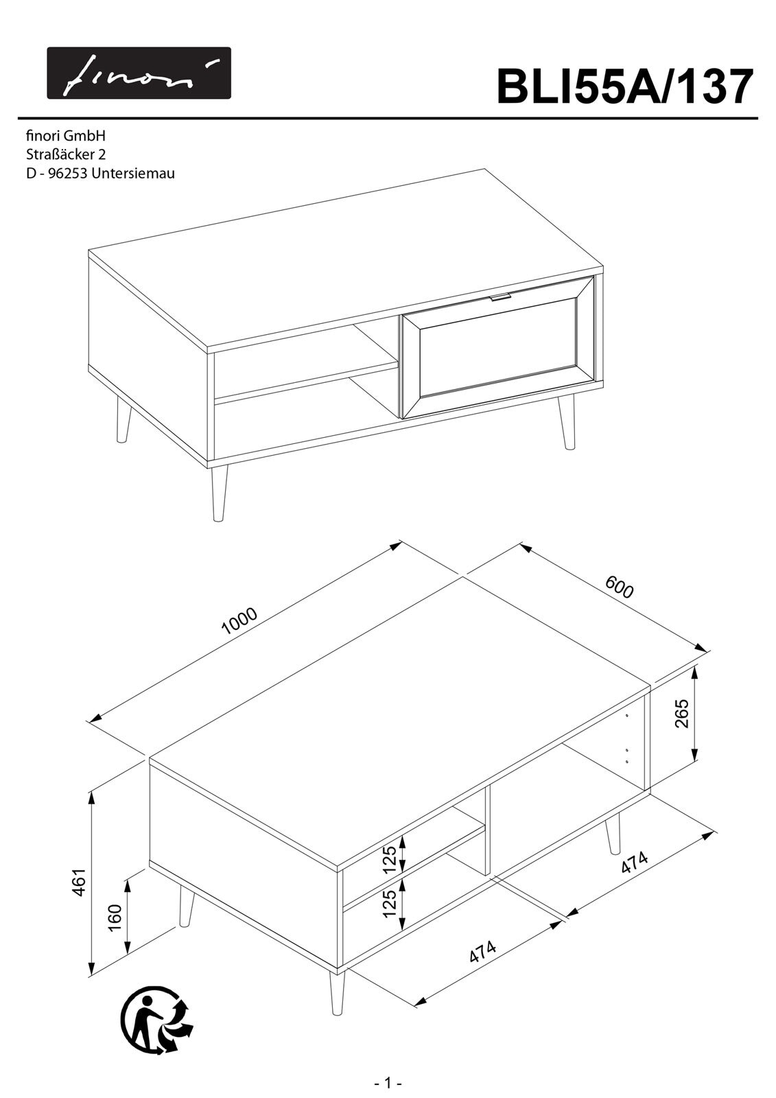Couchtisch BALI 100 x 60 cm Sonoma Eiche/ Rafia Geflecht
