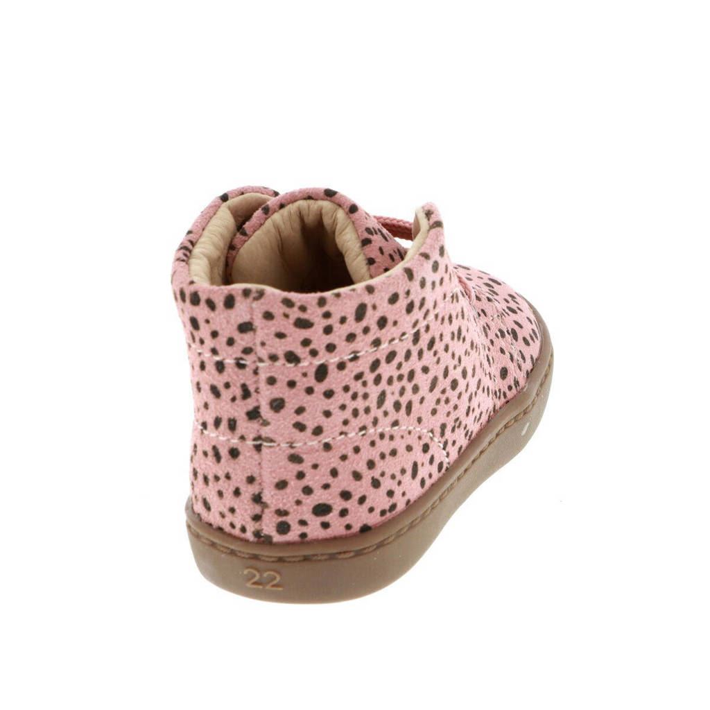Shoesme Flexnubuck veterboots met allover print roze