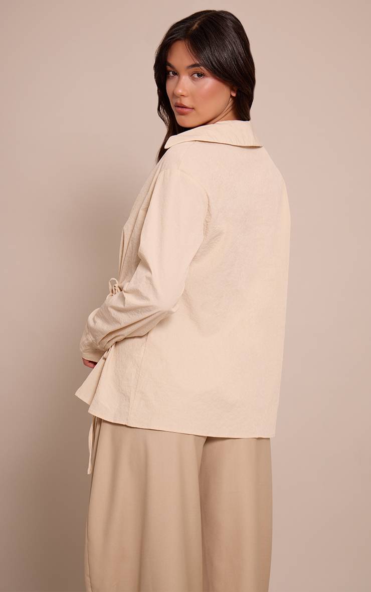 Gris Pierre Chemise Cache-cœur Texturée Avec Lien À Nouer