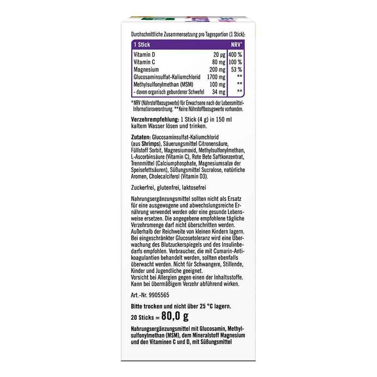 Taxofit Glucosamin 1700 + MSM + Magnesium Sticks, 20X4 g
