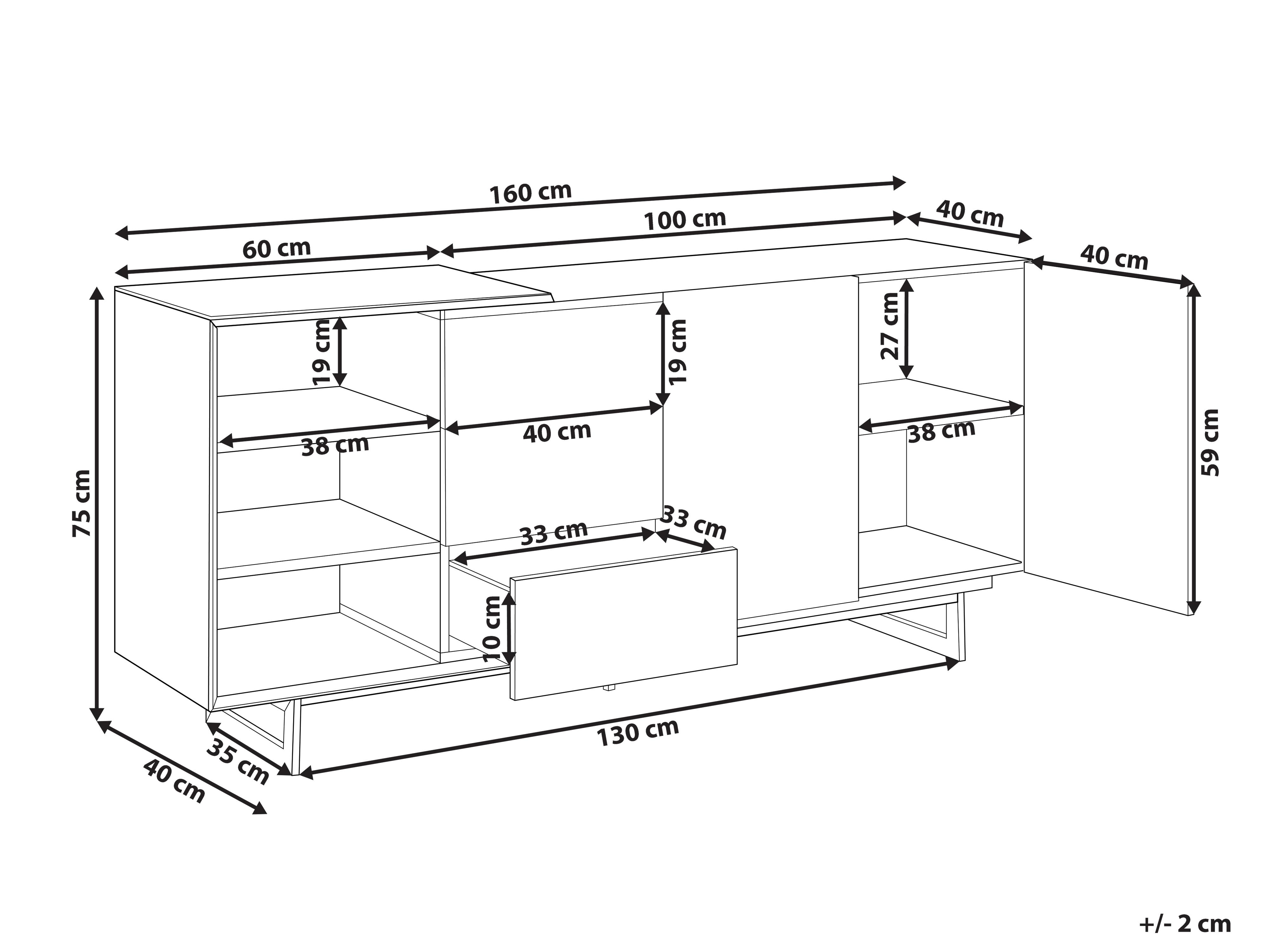 Dressoir met 2 deuren FIORA Bruin/zwart