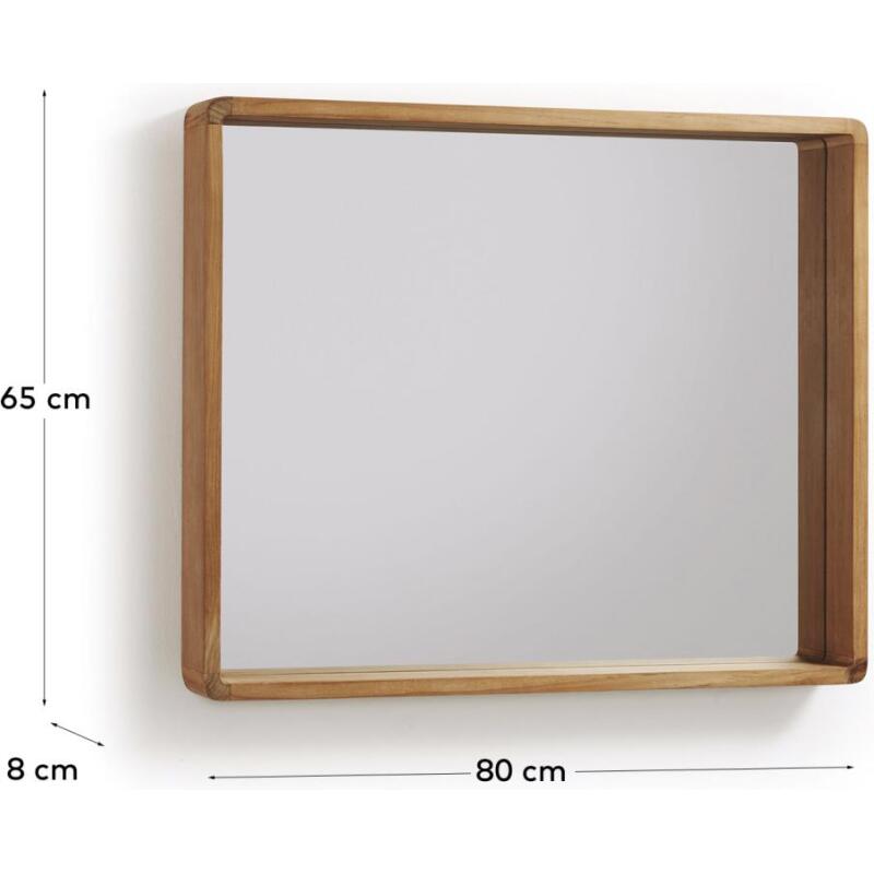 Miroir Kuveni en bois massif de teck 80 x 65 cm