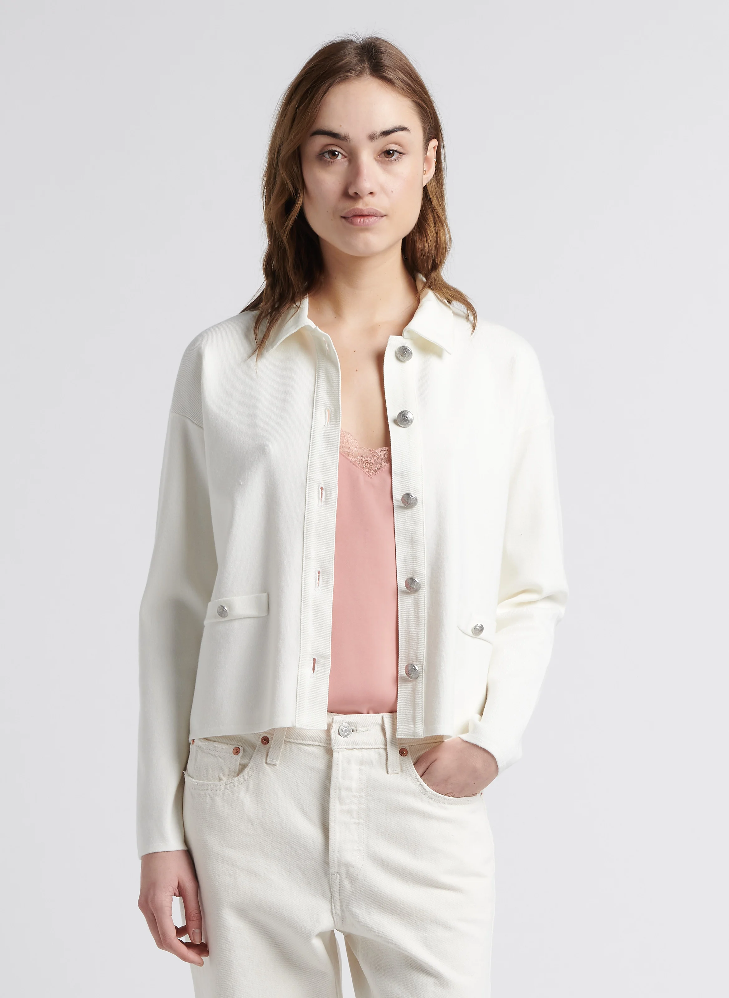 Cardigan col classique | Blanc