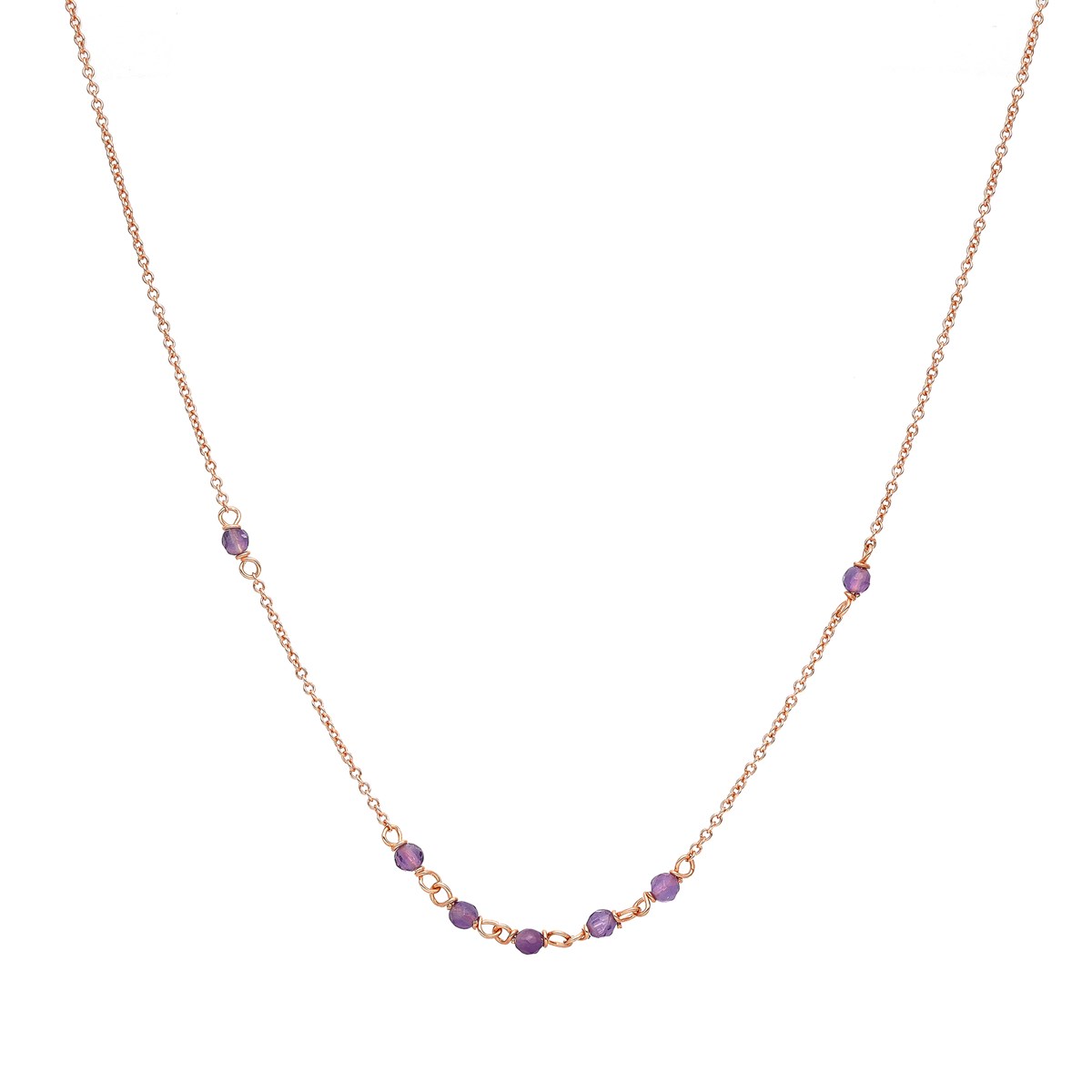 Collier En Argent Rose Et Pierres Mauves