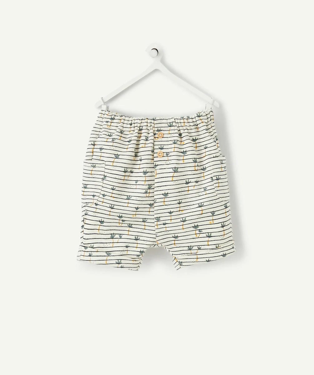 LE BERMUDA BLANC EN COTON IMPRIMÉ PALMIERS
