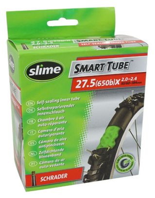 Chambre à air vélo valve standard avec liquide anti-crevaison Slime 27.5 x 2.00-2.40