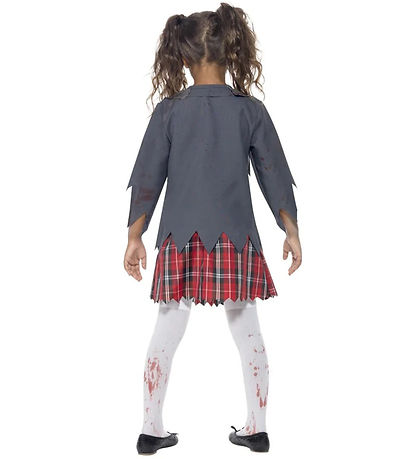 Smiffys Udklædning - Zombie School Girl - Gr?/Hvid/R?d
