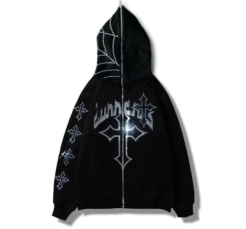 Wanderstar - Hoodie met lange mouwen en strass-kruisrits