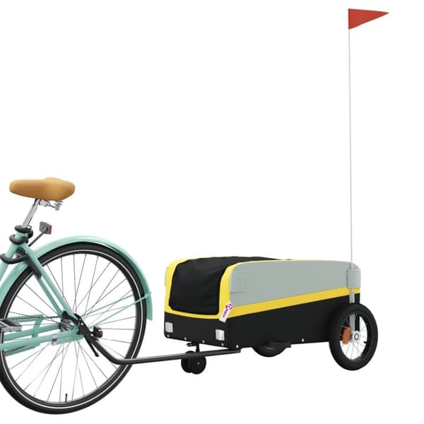 vidaXL Sykkelvogn svart og gul 30 kg jern
