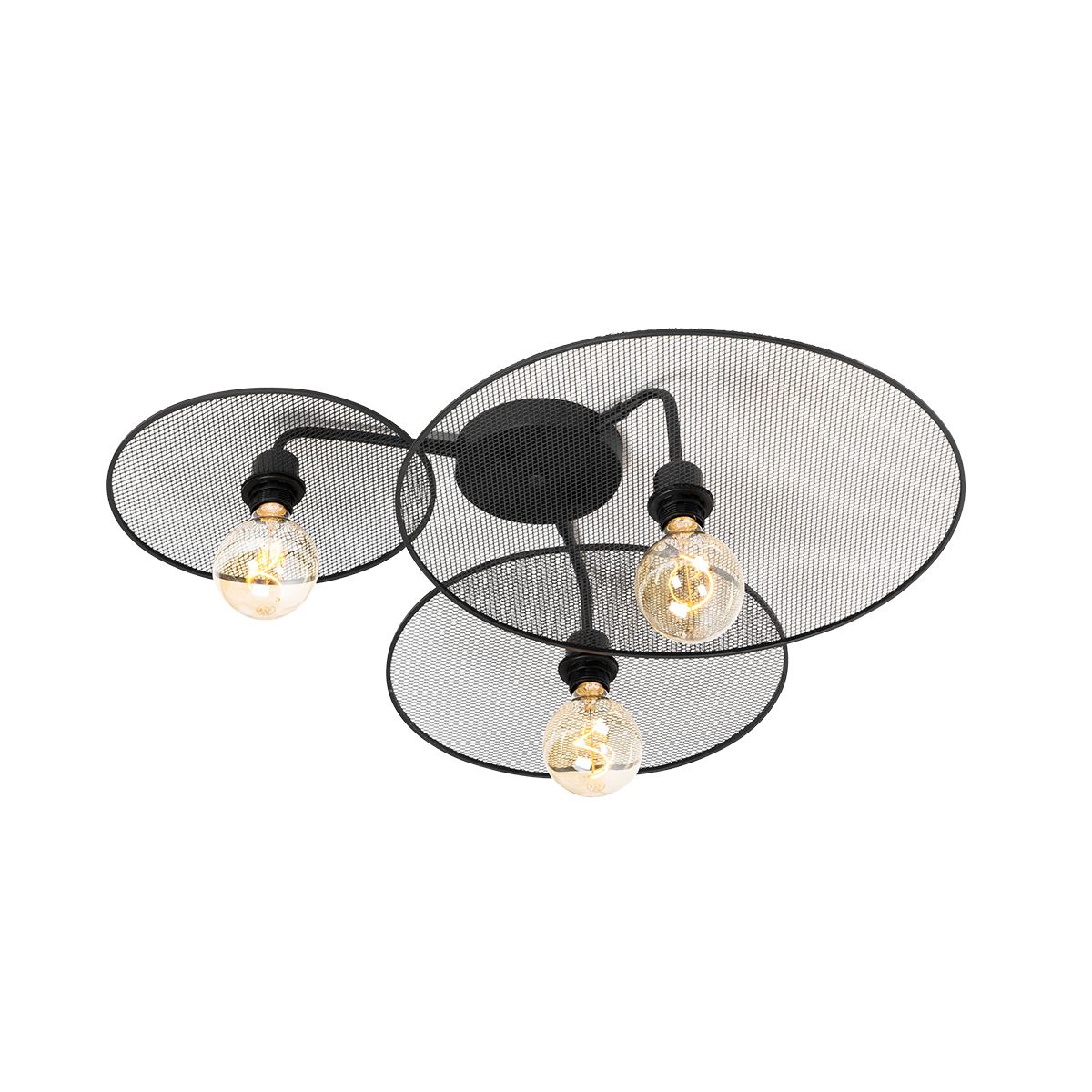 Design plafondlamp zwart met mesh 3-lichts - Jane