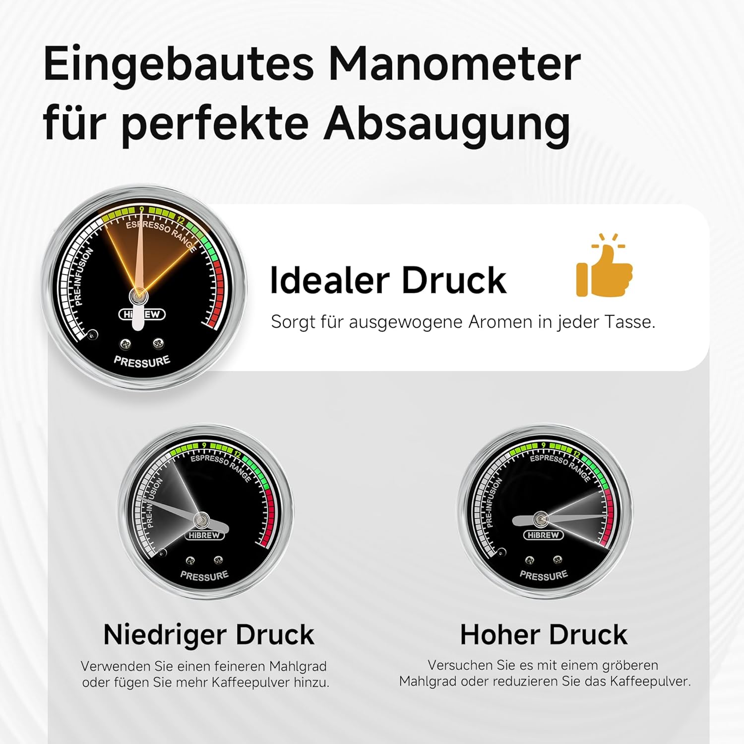 HIBREW Programmierbare Espressomaschine, H10B, gebürsteter Edelstahl, einstellbare Temperatur und Tassenvolumen, Dampfreiniger für Milchaufschäumer
