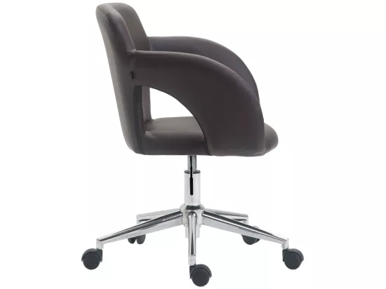 Chaise de bureau - Similicuir & Métal chromé - Marron - Edison