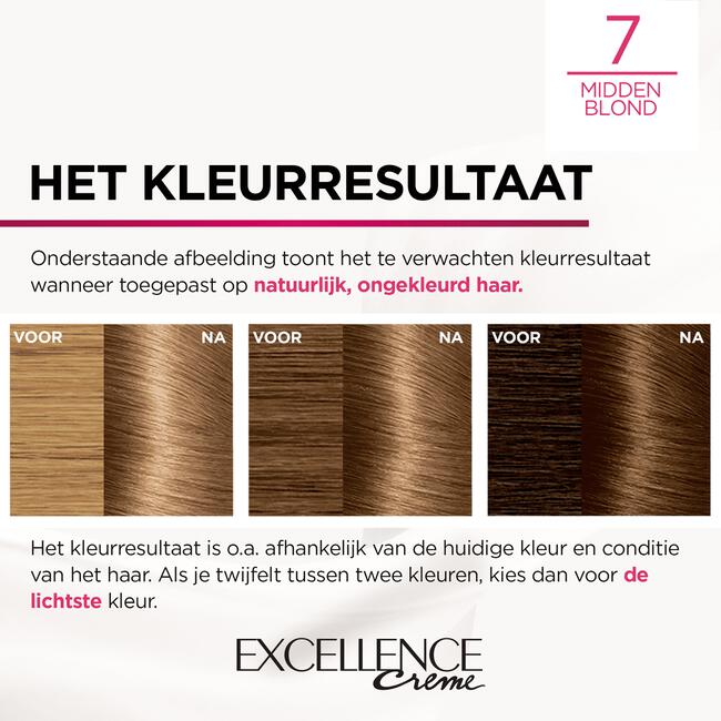 L'Oréal Paris Excellence Crème Permanente Haarverf 7 Middenblond