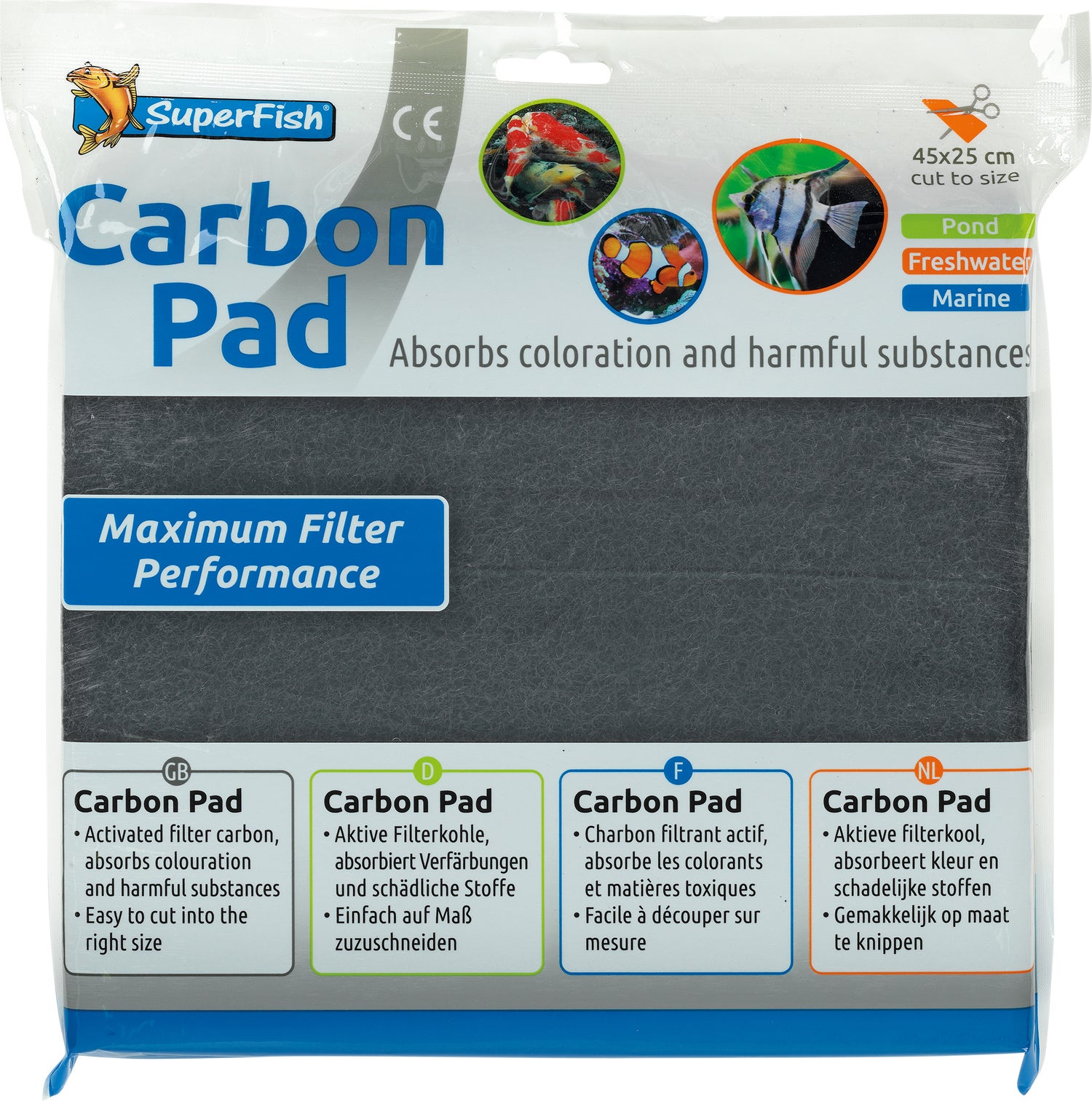 SuperFish aquarium filter Carbon Pad 45 x 25 cm