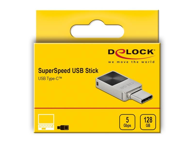 Delock USB-Stick Mini 3.2 Gen 1 128 GB Delock Mini USB 3.2 Gen 1 USB-C Speicherstick 128 GB – Metallgehäuse