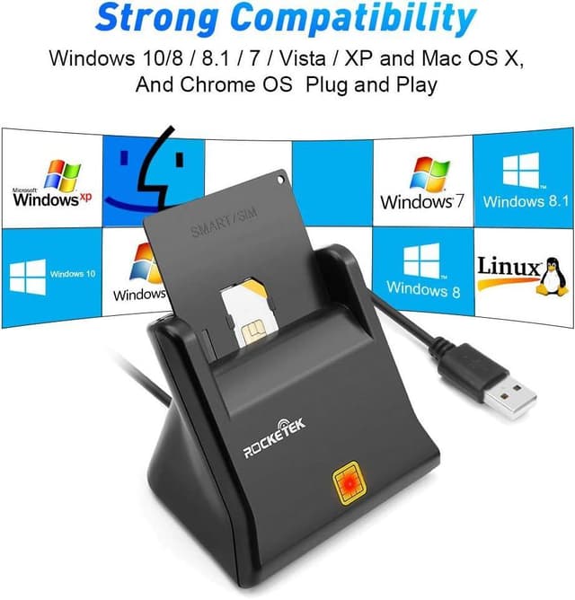 NÖRDIC USB-A Smart- og SIM-kortlæser ISO7816 ID-kort EMV Kreditkort