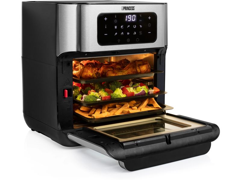 Princess Heissluftofen mit Frittierfunktion 10 l, Schwarz Heissluftfritteuse