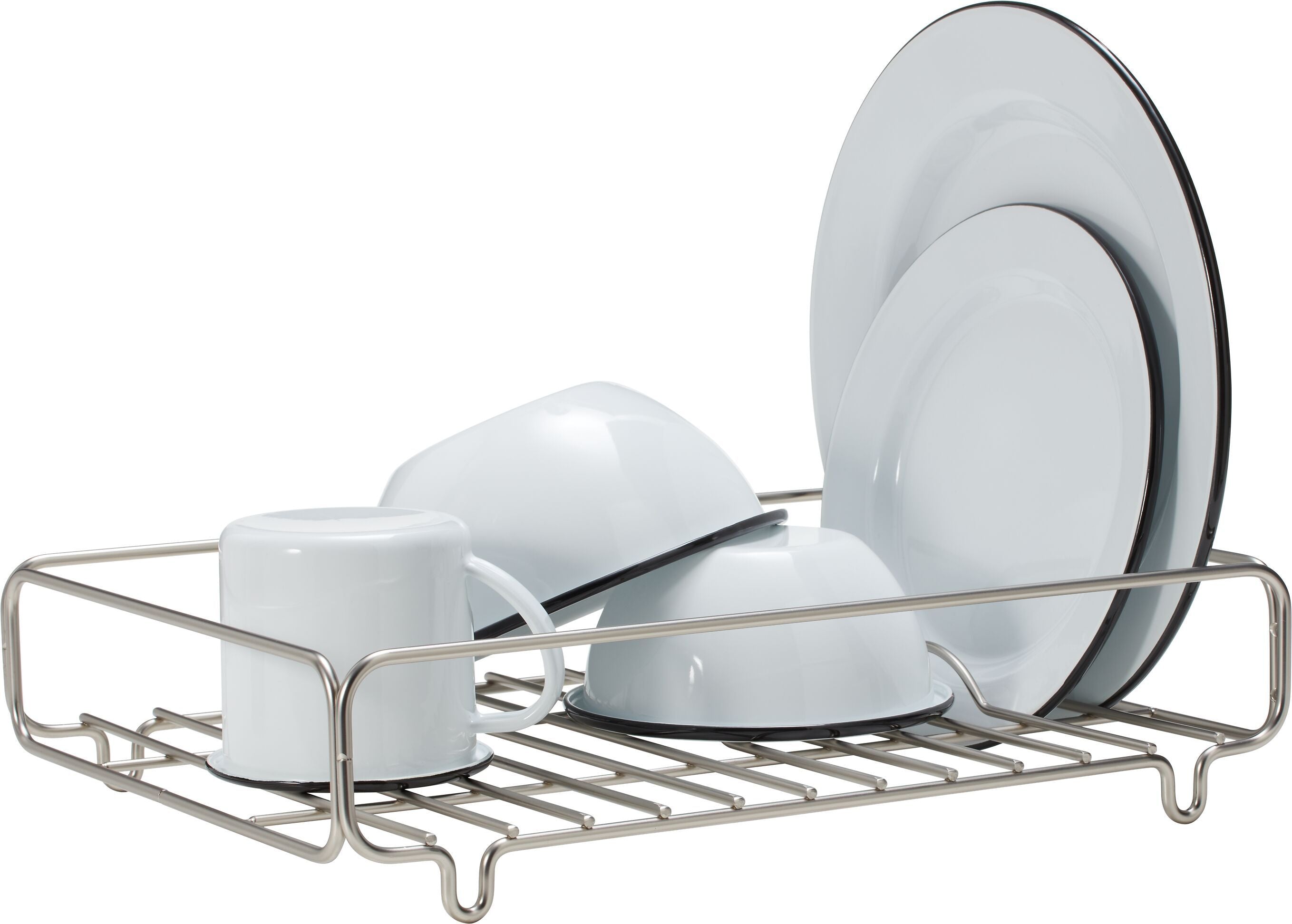 LEVIO Geschirrabtropfständer - Silber / B: 35.5 cm x T: 27.0 cm x H: 8.5 cm